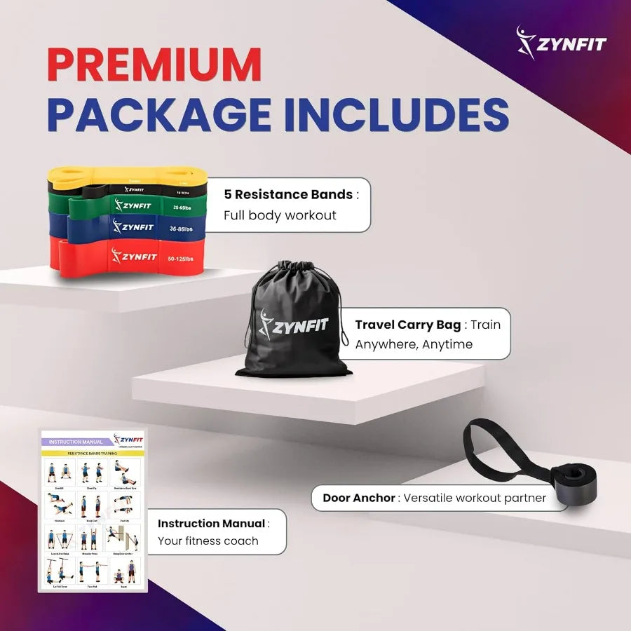 Resistance Band Set of 5 for Home Gym Strength Training