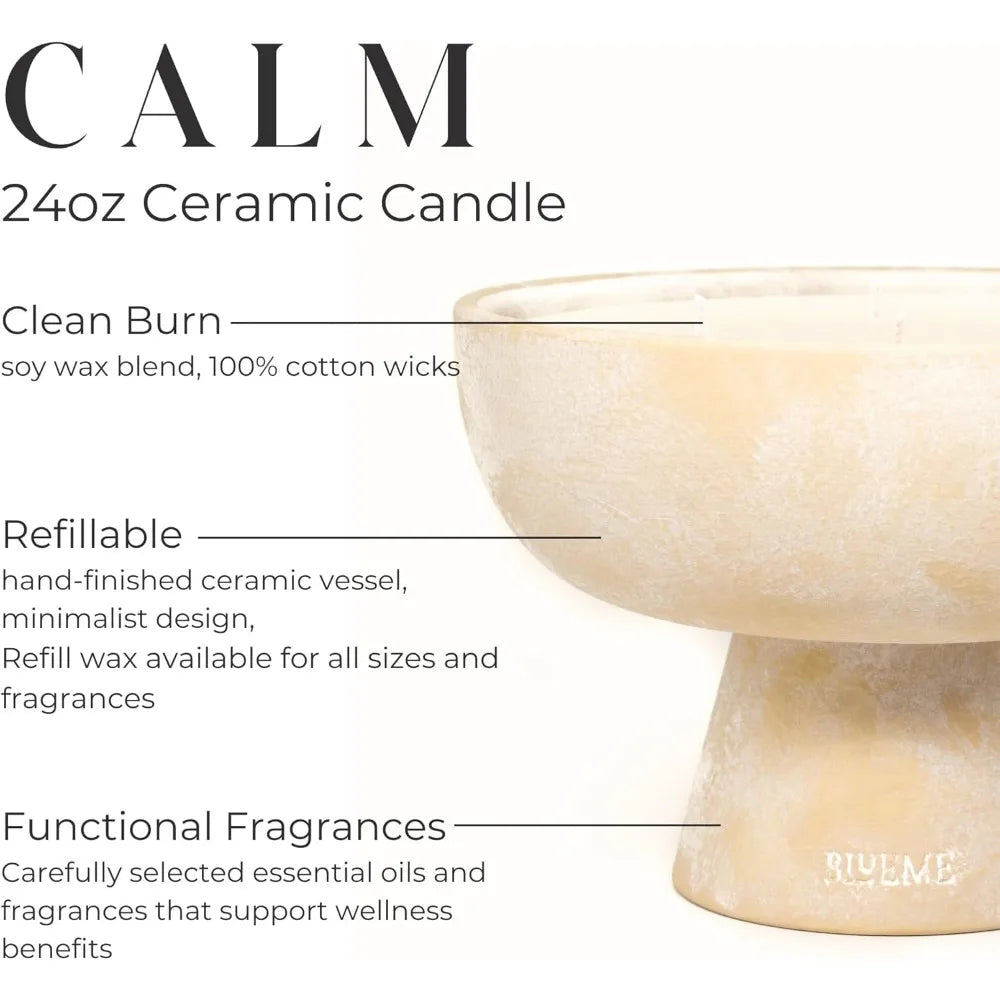 Luxury Hand-Poured Soy Candle with Essential Oils, 5 Wick, Osmanthus & Sandalwood Scent, Ceramic Container, Aromatherapy Relaxat