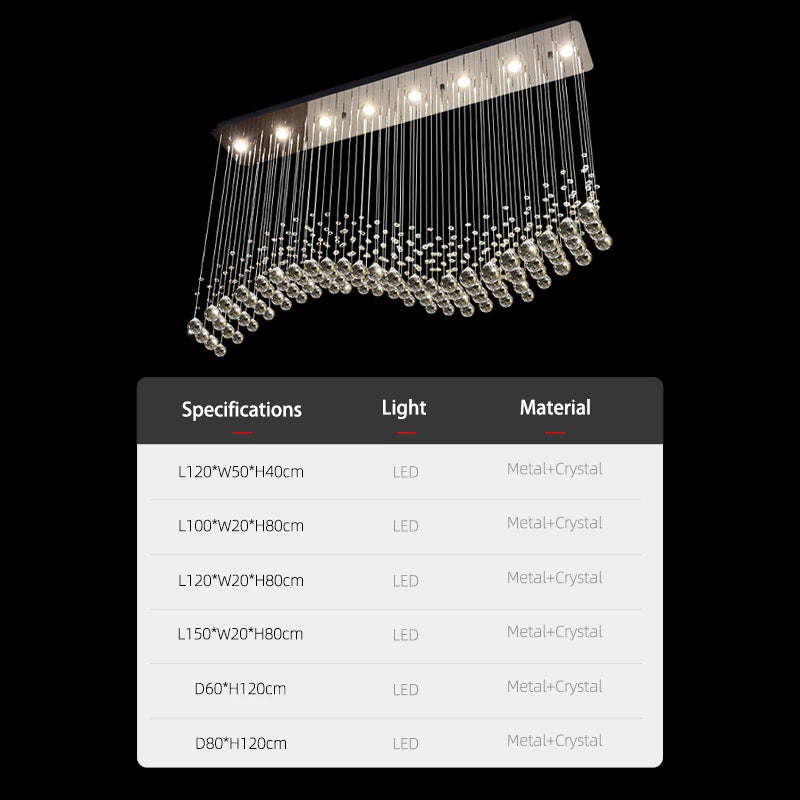 Yingxuan Crystal Pendant Ceiling Lamp For Living Room Kitchen