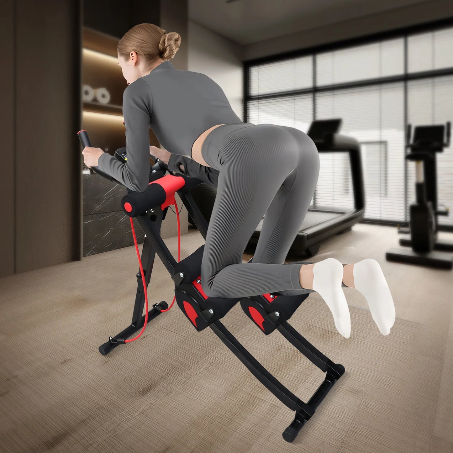 Foldable Ab Machine With Resistance Bands For Home Core Workout