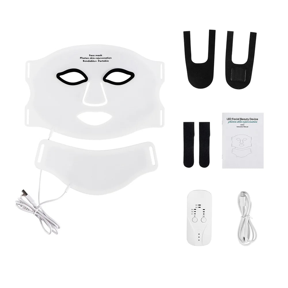 Foreverlily Silicone LED Mask With Neck 7 Color Red Light Infrared Therapy