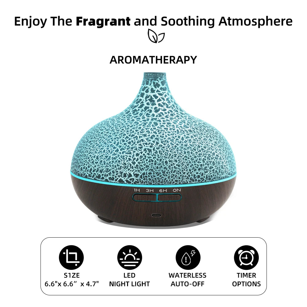 Miflame Ultrasonic Humidifier Aromatherapy Essential Oil Diffuser LED Lights