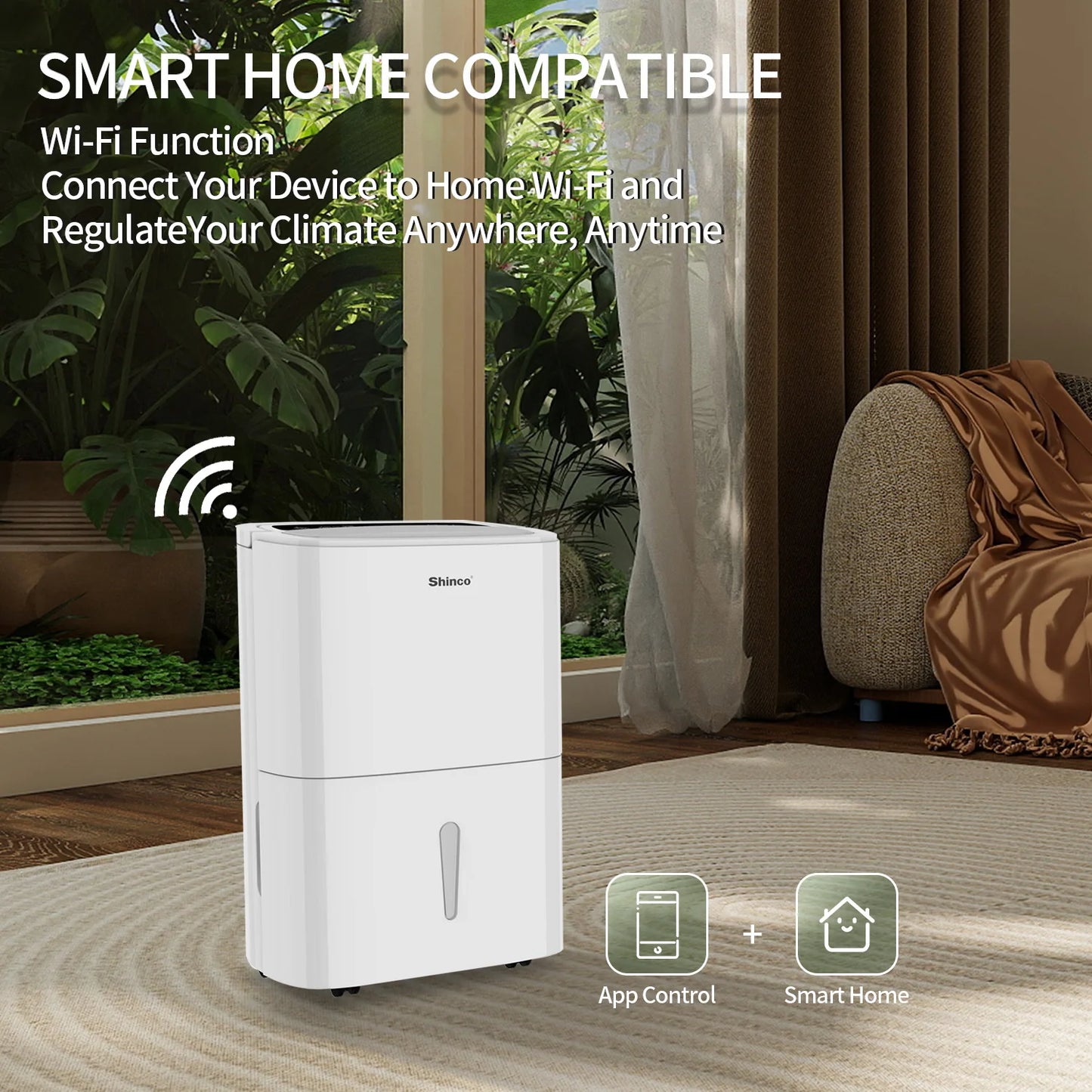 Shinco Energy Star Dehumidifier With WiFi For Large Spaces Up To 7000 Sq Ft Built In Pump