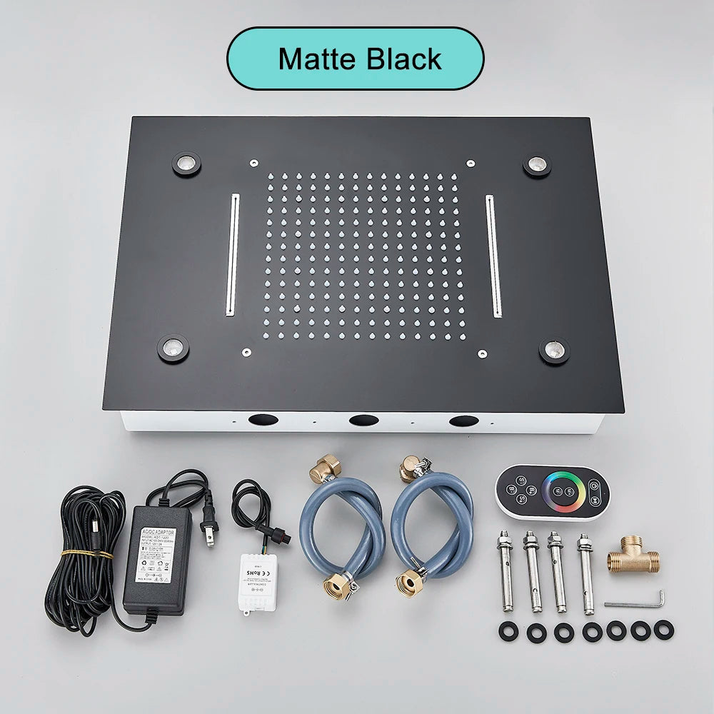 SAFLIHCAR CeilingMountedSmart Rainfall Shower Head With LED Remote Control Sensor