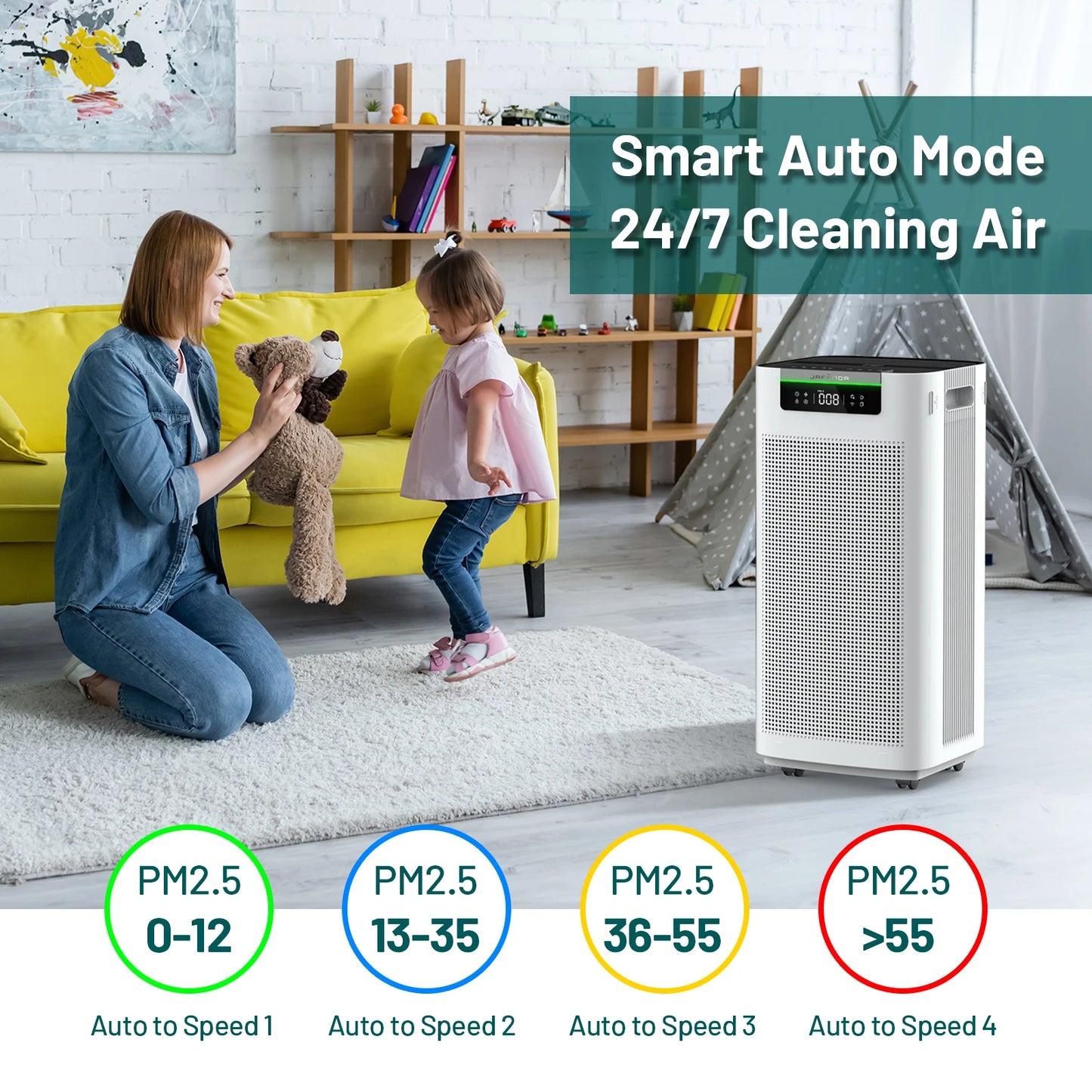 Jafanda Smart Air Purifier With True HEPA Activated Carbon Alexa