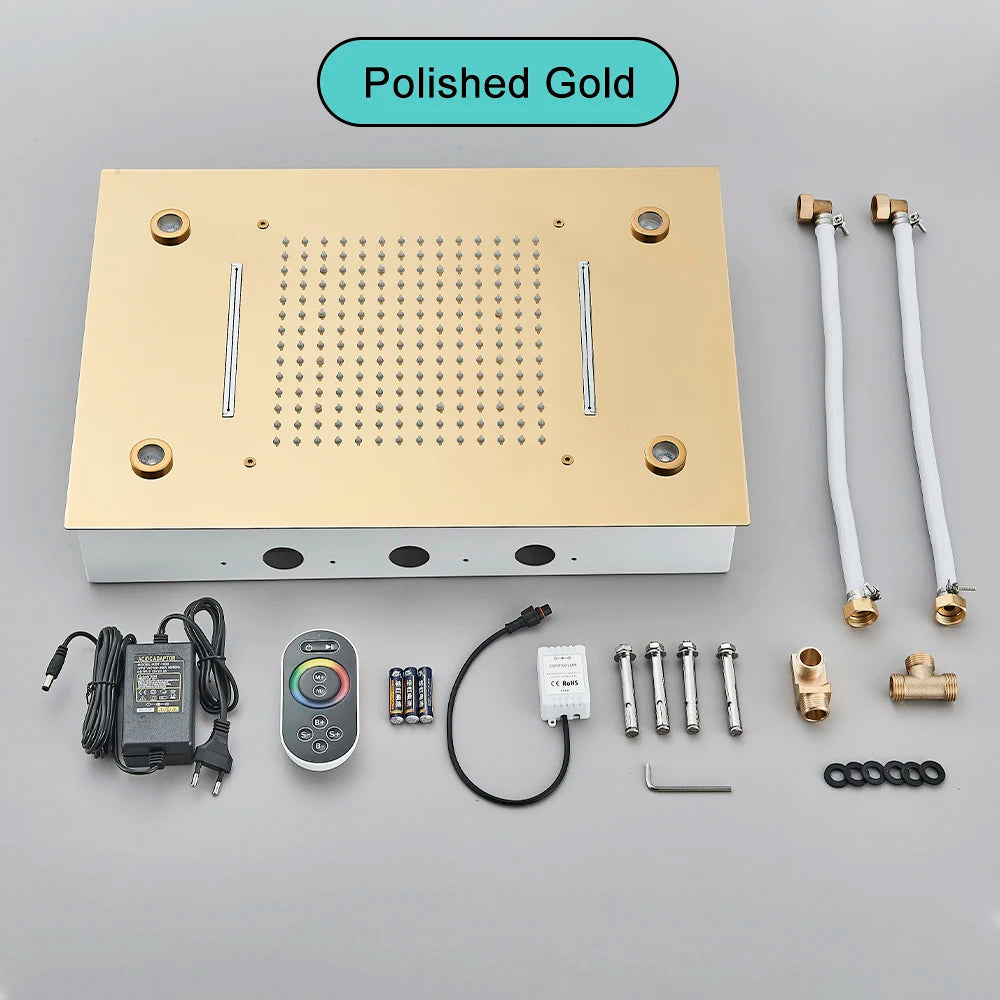 SAFLIHCAR CeilingMountedSmart Rainfall Shower Head With LED Remote Control Sensor