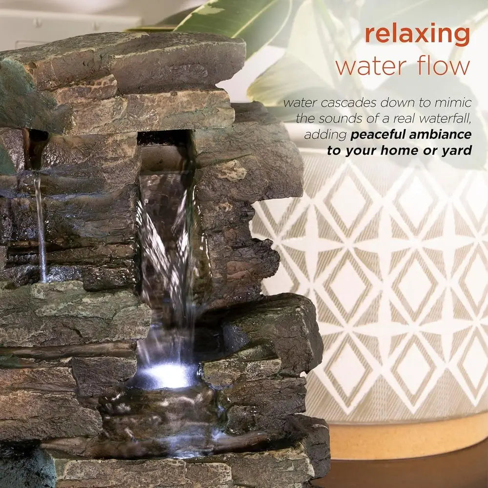 Indoor Tabletop 4 Tier Water Fountain With LED Lights
