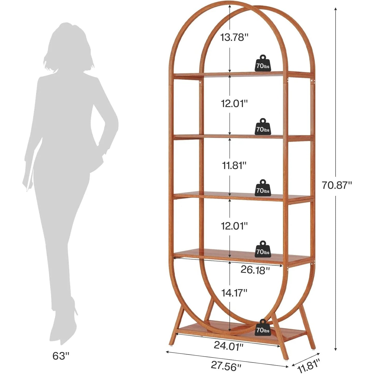 Little Tree Five Tier Arched Bookshelf Freestanding Display Rack
