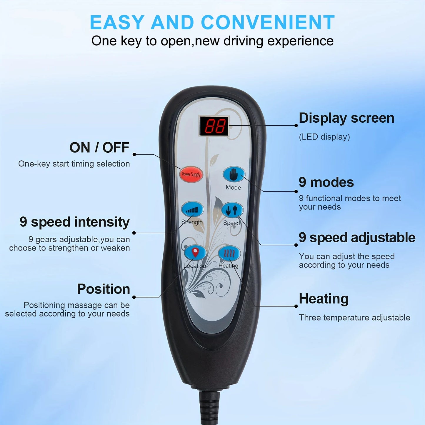 HOMEMASSA Premium Massage Chair Pad With Heat 9 Modes