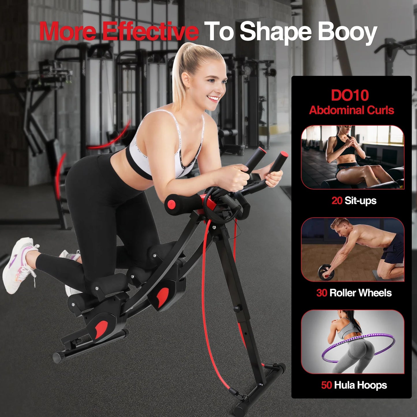 Foldable Ab Machine With Resistance Bands For Home Core Workout
