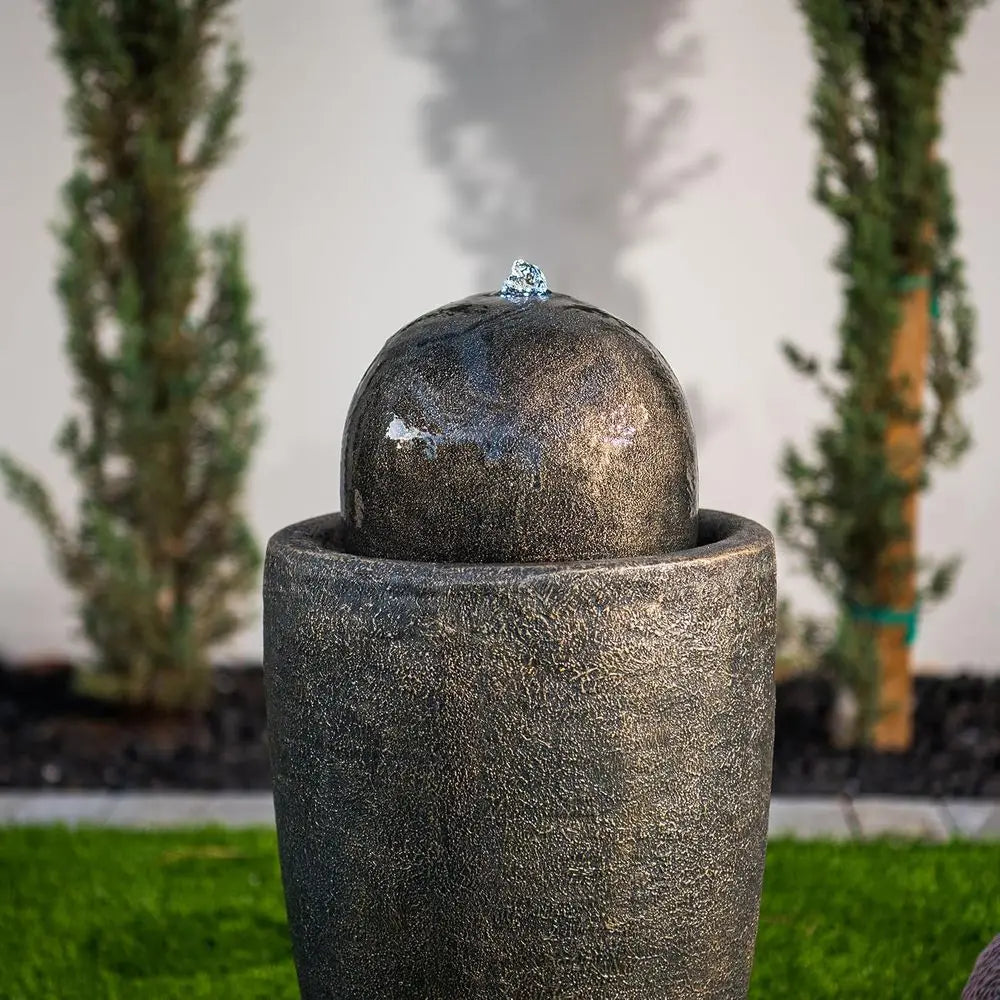 LED Lighted Resin Sphere Water Fountain Indoor Outdoor Use