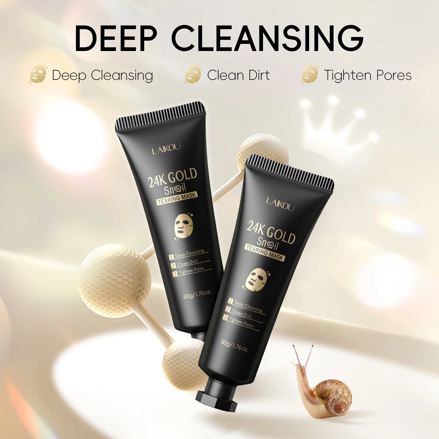 Laikou 24K Gold Snail Peel Off Mask Three Piece Set