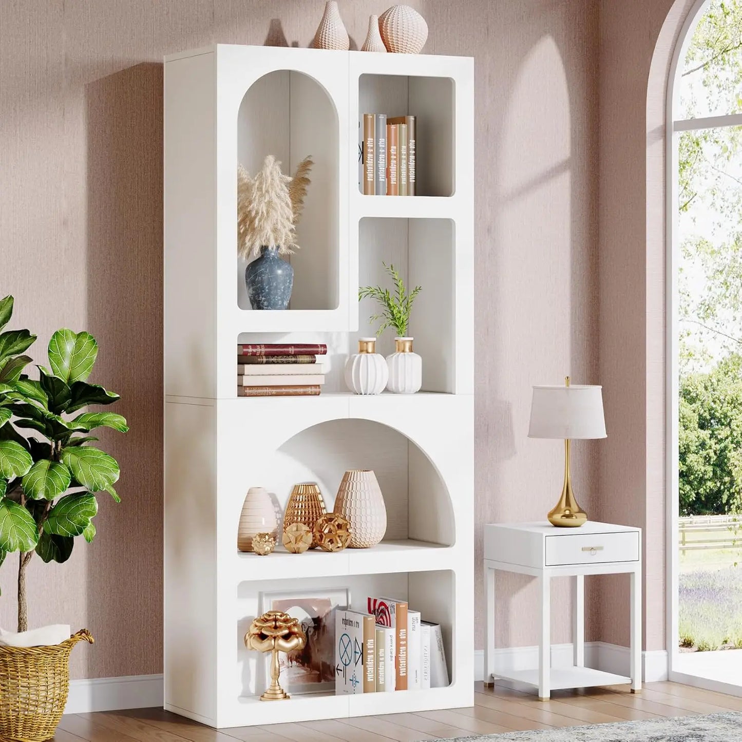 LITTLE TREE Arched Geometric Bookshelf With Irregular Shelves
