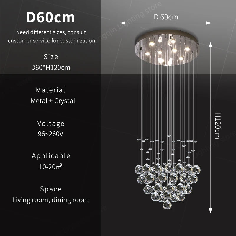 Yingxuan Crystal Pendant Ceiling Lamp For Living Room Kitchen