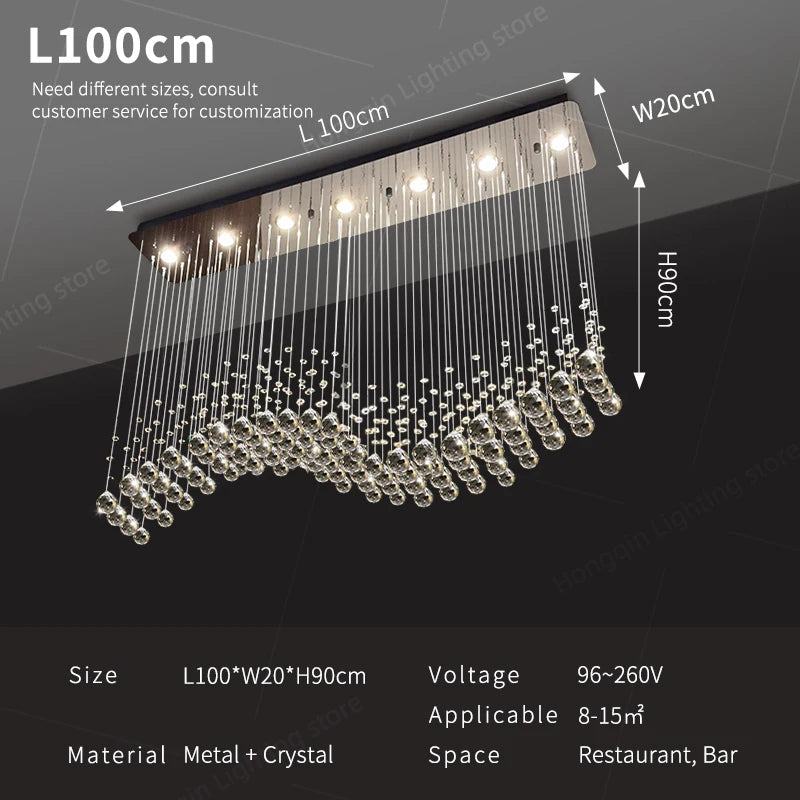 Yingxuan Crystal Pendant Ceiling Lamp For Living Room Kitchen