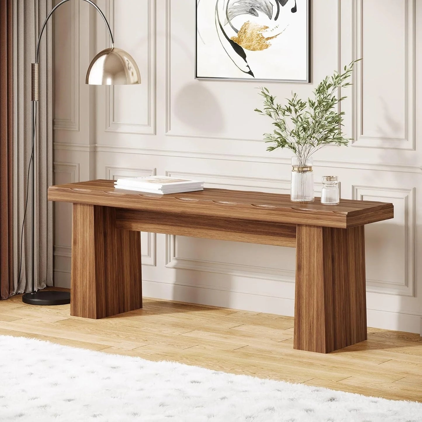 LITTLE TREE Premium EngineeredWood Entryway Bench Open Storage DurableConstruction Sturdy