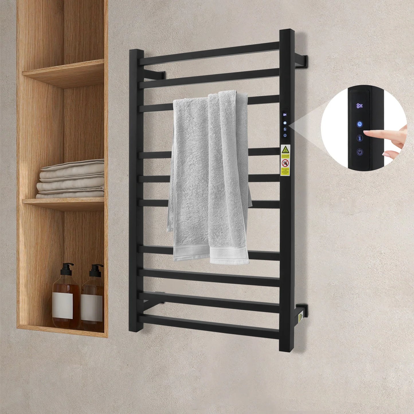 Wall-Mounted Electric Towel Rack, 10-Rod Large Space 120W Fast Heating for Bedroom Bathroom Kitchen Laundry Room Spa Sauna