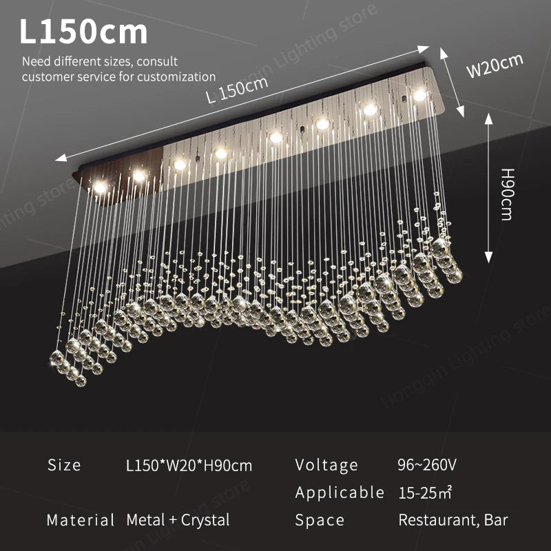 Yingxuan Crystal Pendant Ceiling Lamp For Living Room Kitchen