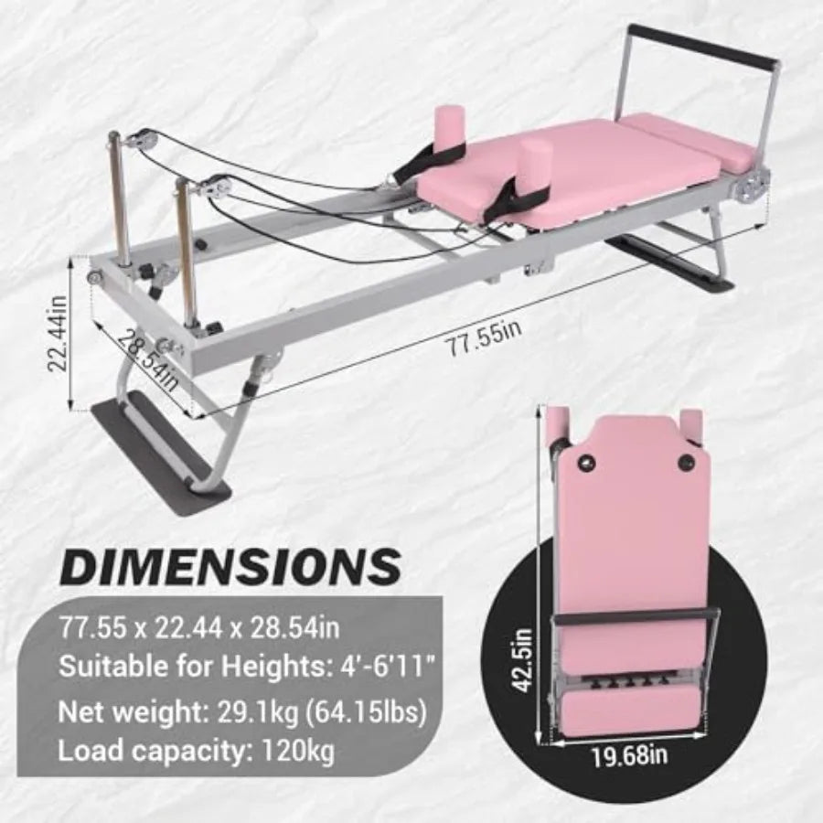 XMSJ Foldable Pilates Reformer With Resistance Cords