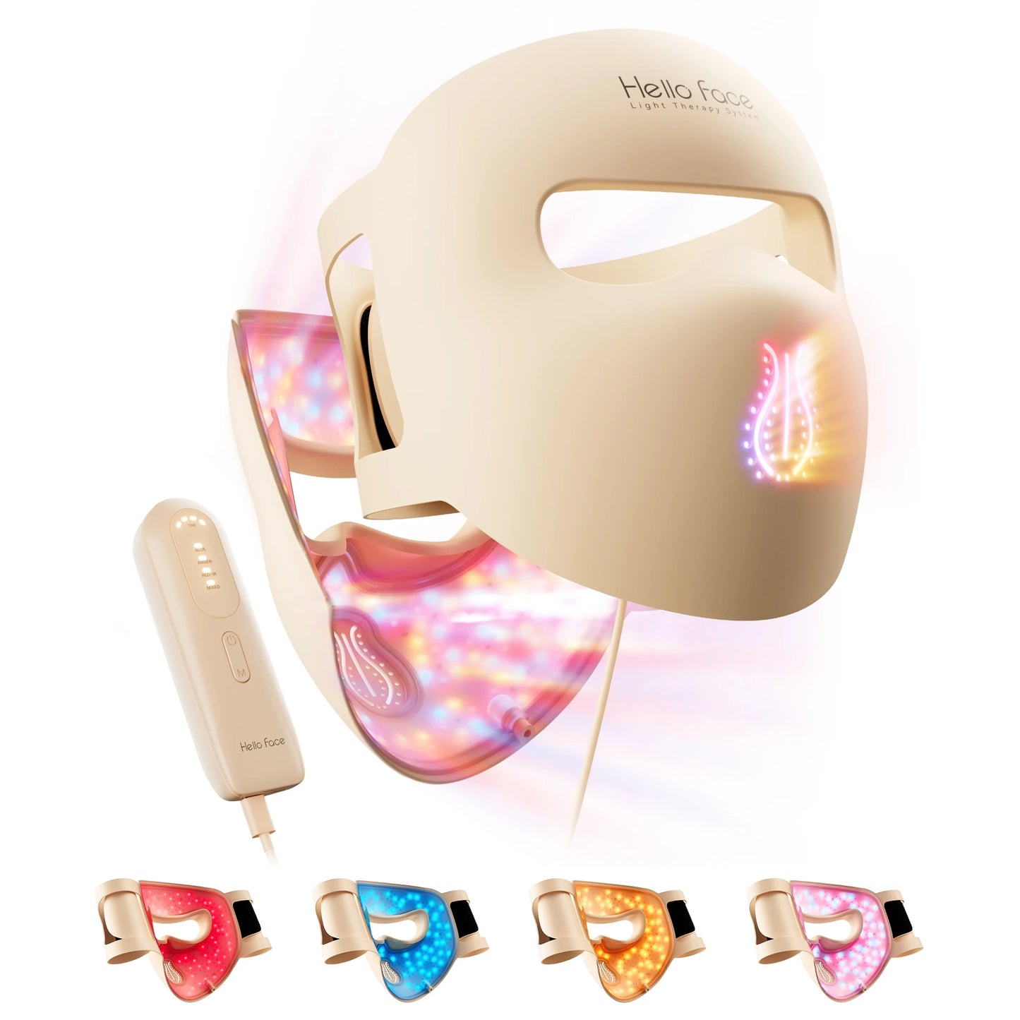Hello Face M300 4D LED Light Therapy Mask for Neck