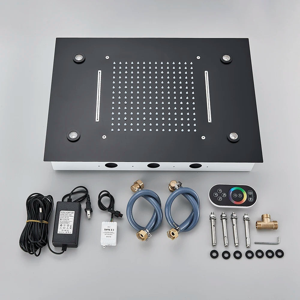 SAFLIHCAR CeilingMountedSmart Rainfall Shower Head With LED Remote Control Sensor