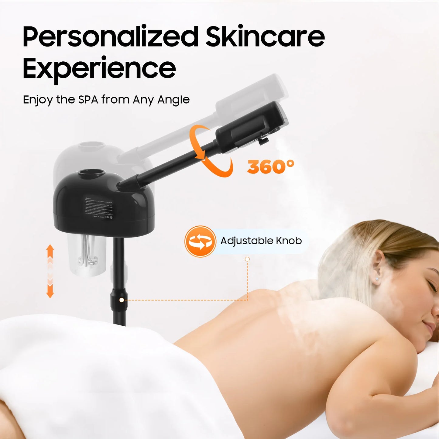 800W 110V Facial Steamer Floor Standing 750ml Tank 42°C Warm Steam with 360° Wheels for Salon SPA Skin Care US Plug