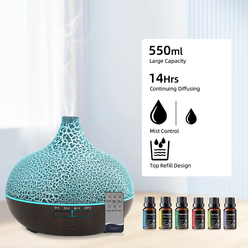 Miflame Ultrasonic Humidifier Aromatherapy Essential Oil Diffuser LED Lights