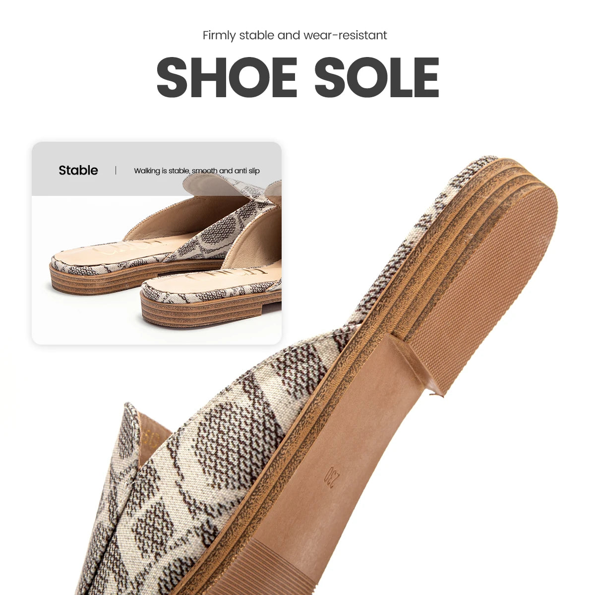 CHCHCN Luxury Summer Slippers for Women Low Heel Sandals Non Toe Outdoor Beach Shoes