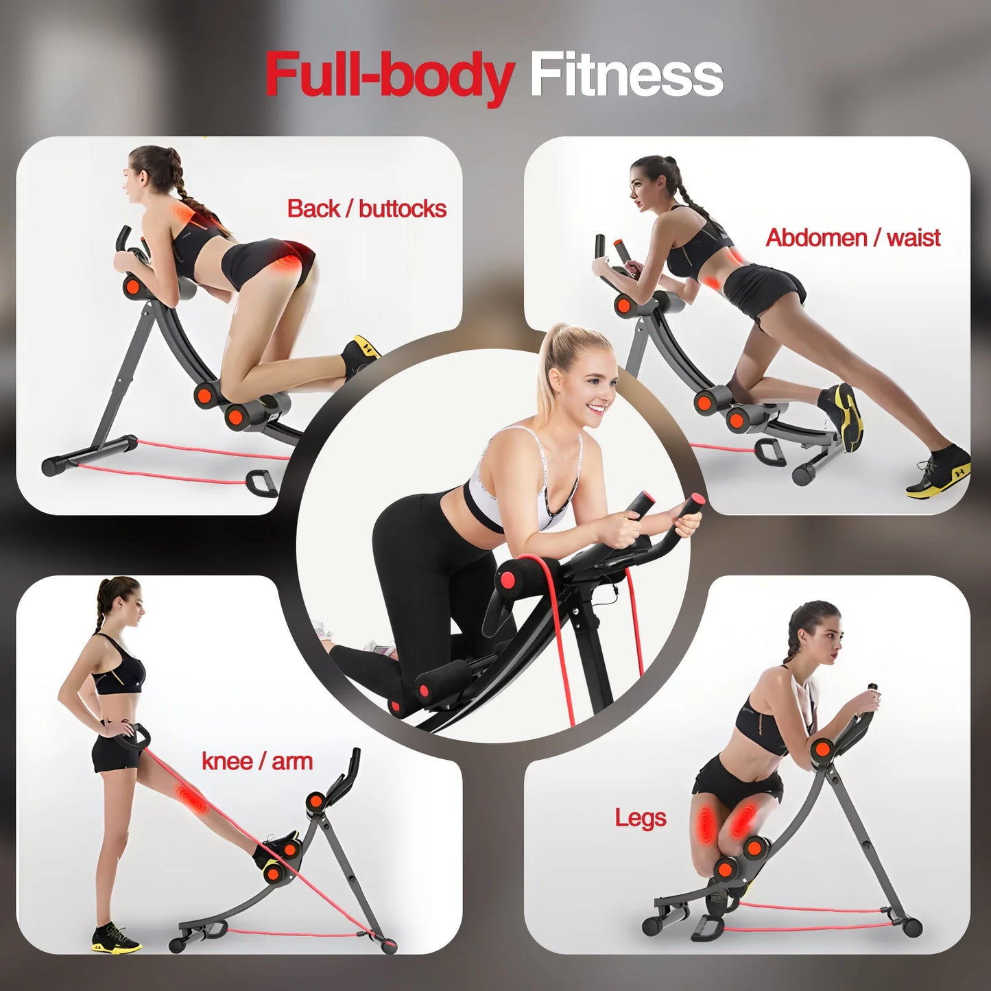 Foldable Ab Machine With Resistance Bands For Home Core Workout