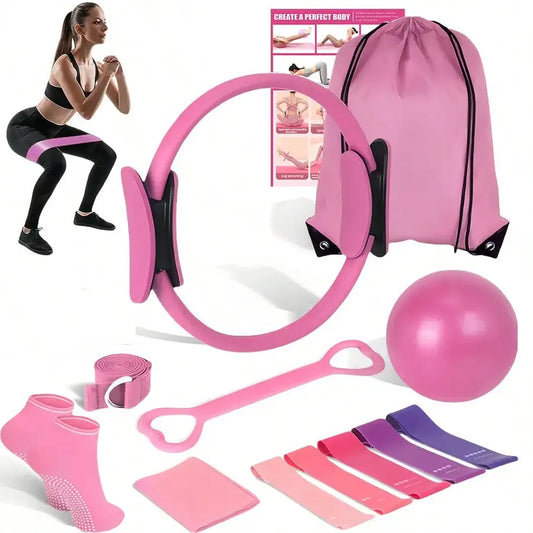 Yoga And Pilates 14 Piece Set With Resistance Bands Ball
