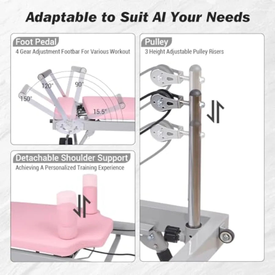 XMSJ Foldable Pilates Reformer With Resistance Cords