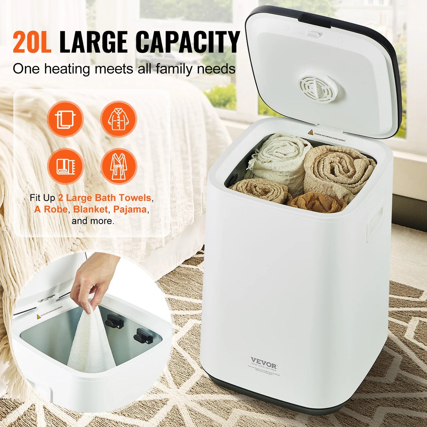 SucceBuy Towel Warmer Bucket With Auto Shut Off LED Screen