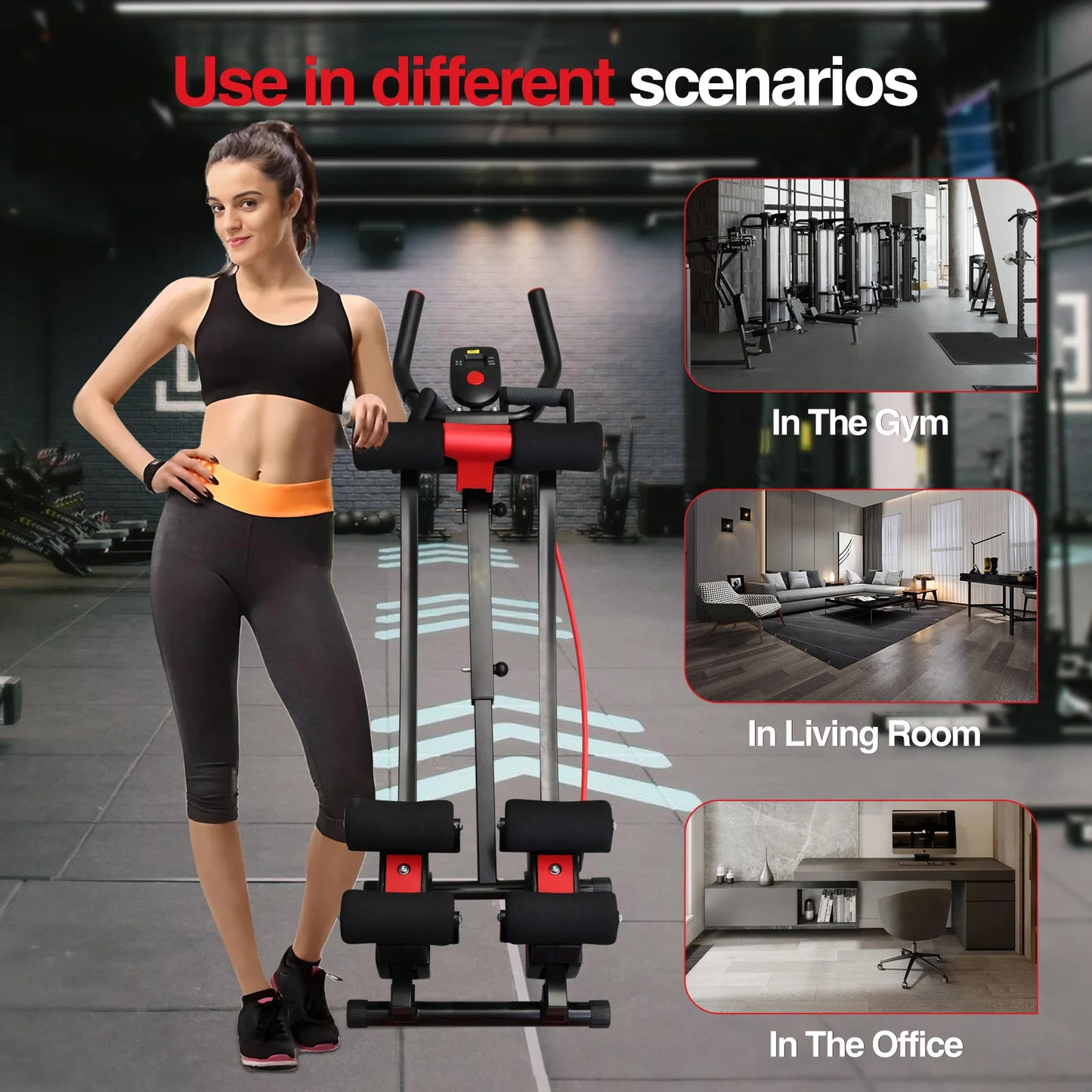 Foldable Ab Machine With Resistance Bands For Home Core Workout
