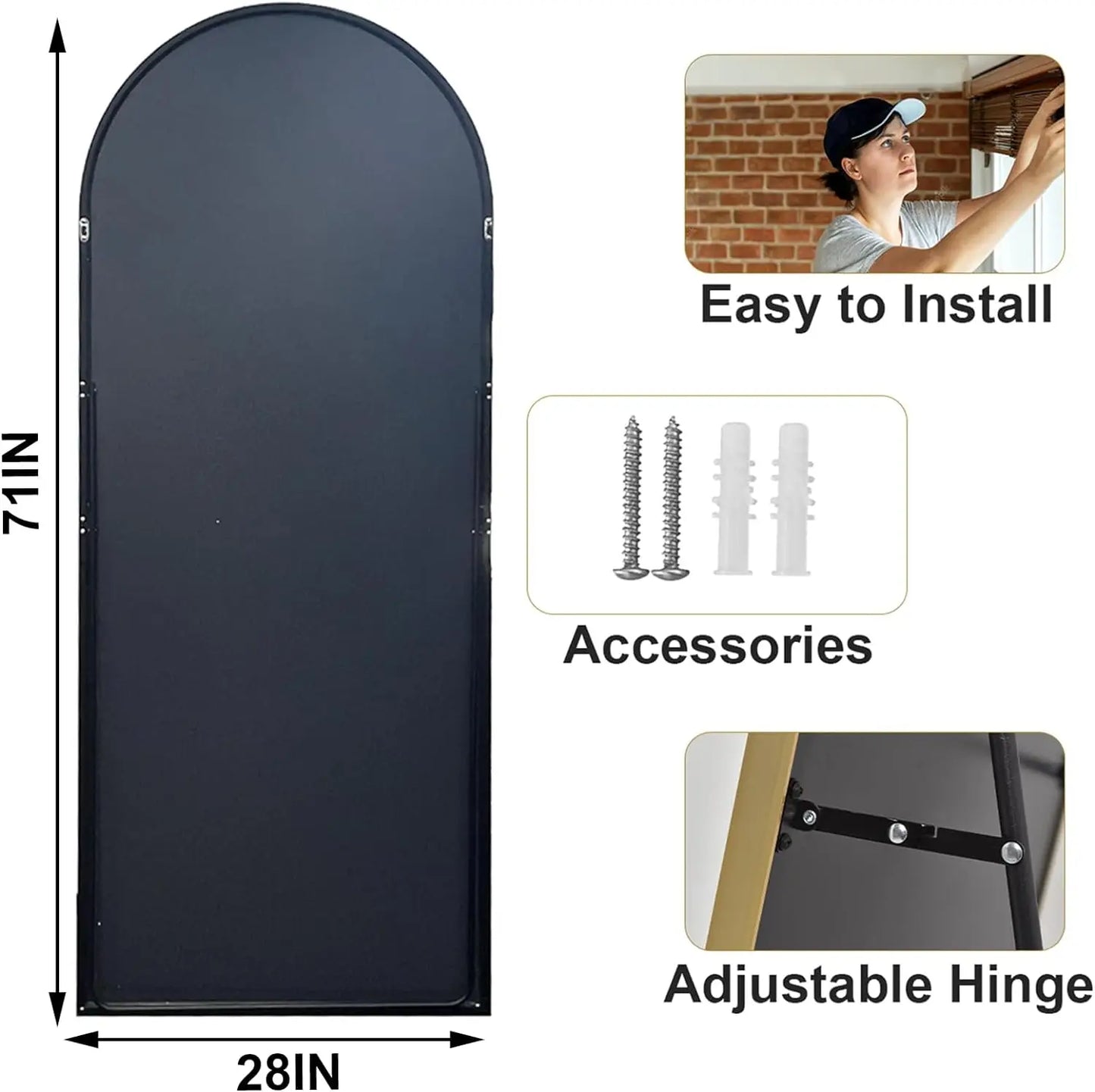 HARRITPURE Aluminum Frame Floor Mirror For Living Room