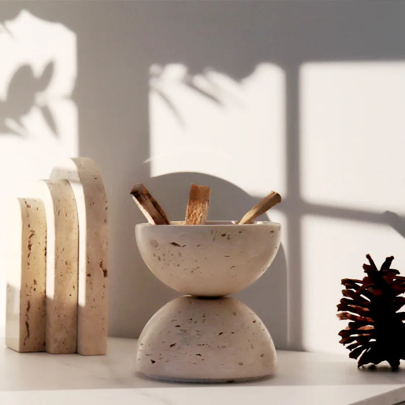 La Trouvailled Travertine Sphere Mubkhar Incense Burner
