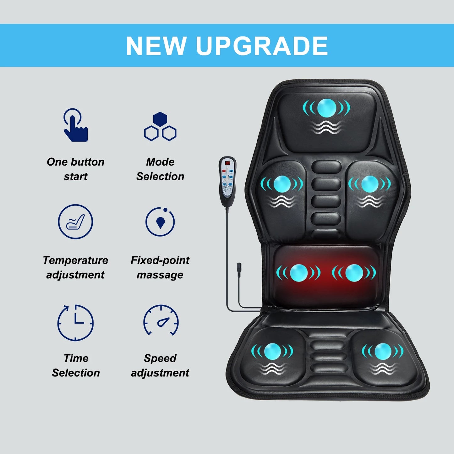 HOMEMASSA Premium Massage Chair Pad With Heat 9 Modes