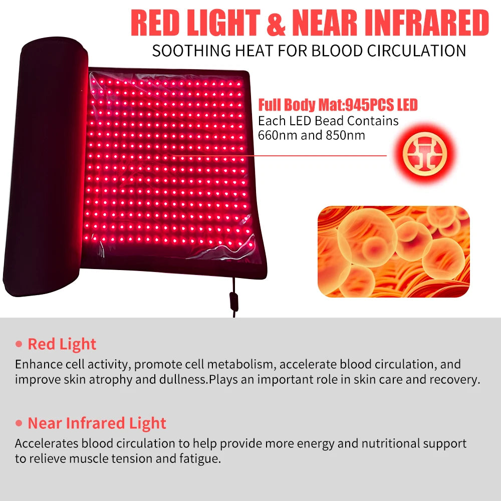 Full Body LED Light Therapy Mat 660nm 850nm Beads