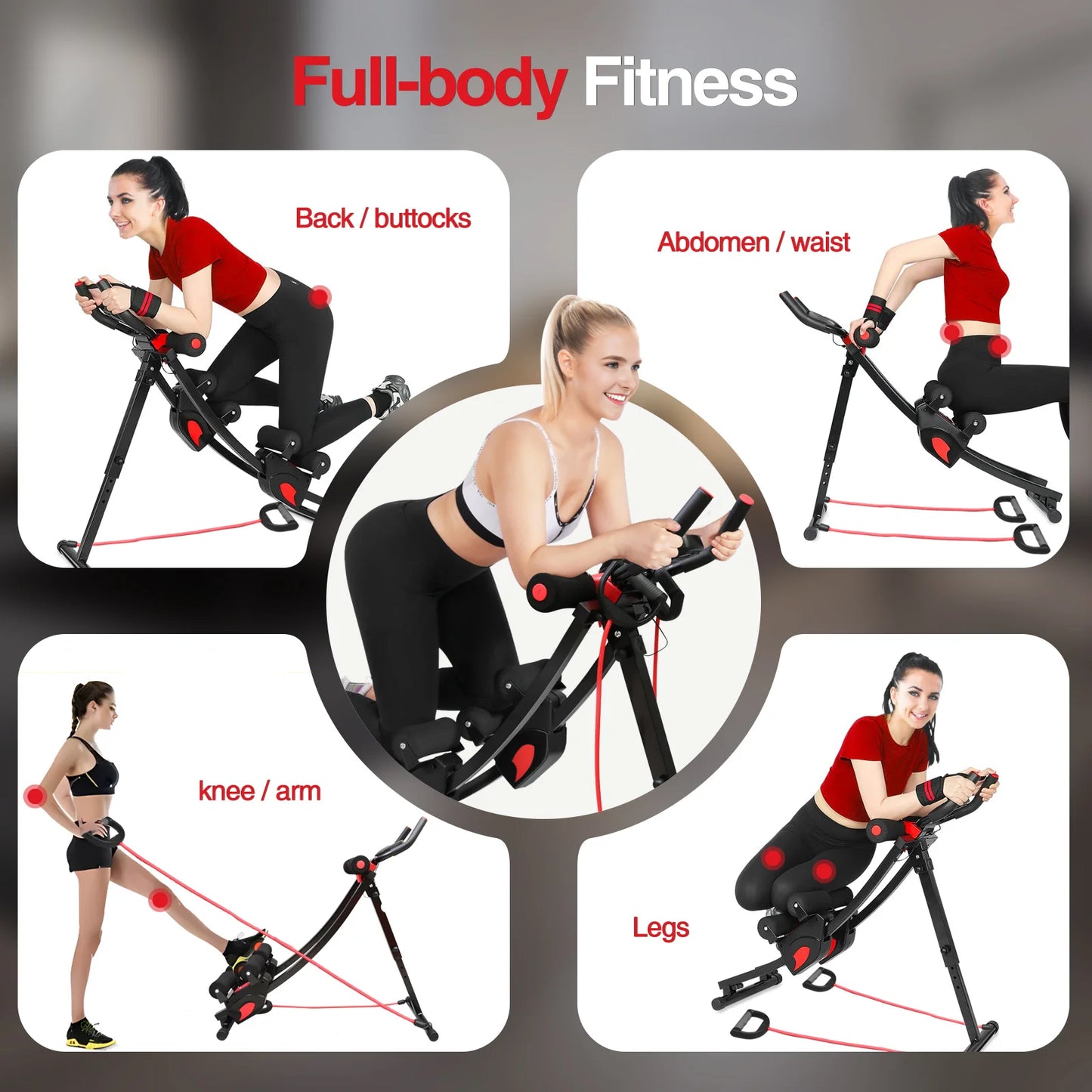 Foldable Ab Machine With Resistance Bands For Home Core Workout