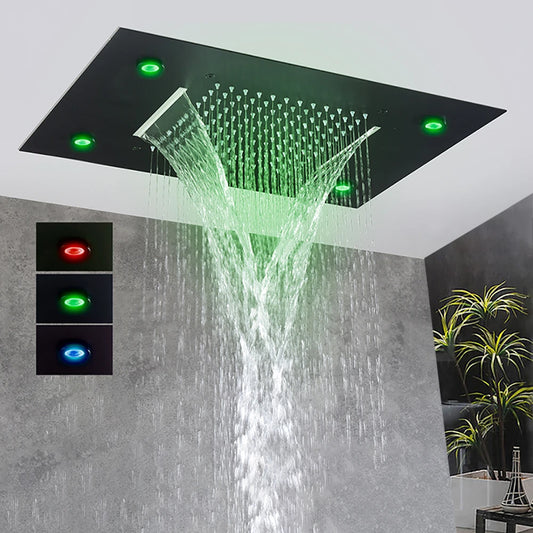 SAFLIHCAR CeilingMountedSmart Rainfall Shower Head With LED Remote Control Sensor