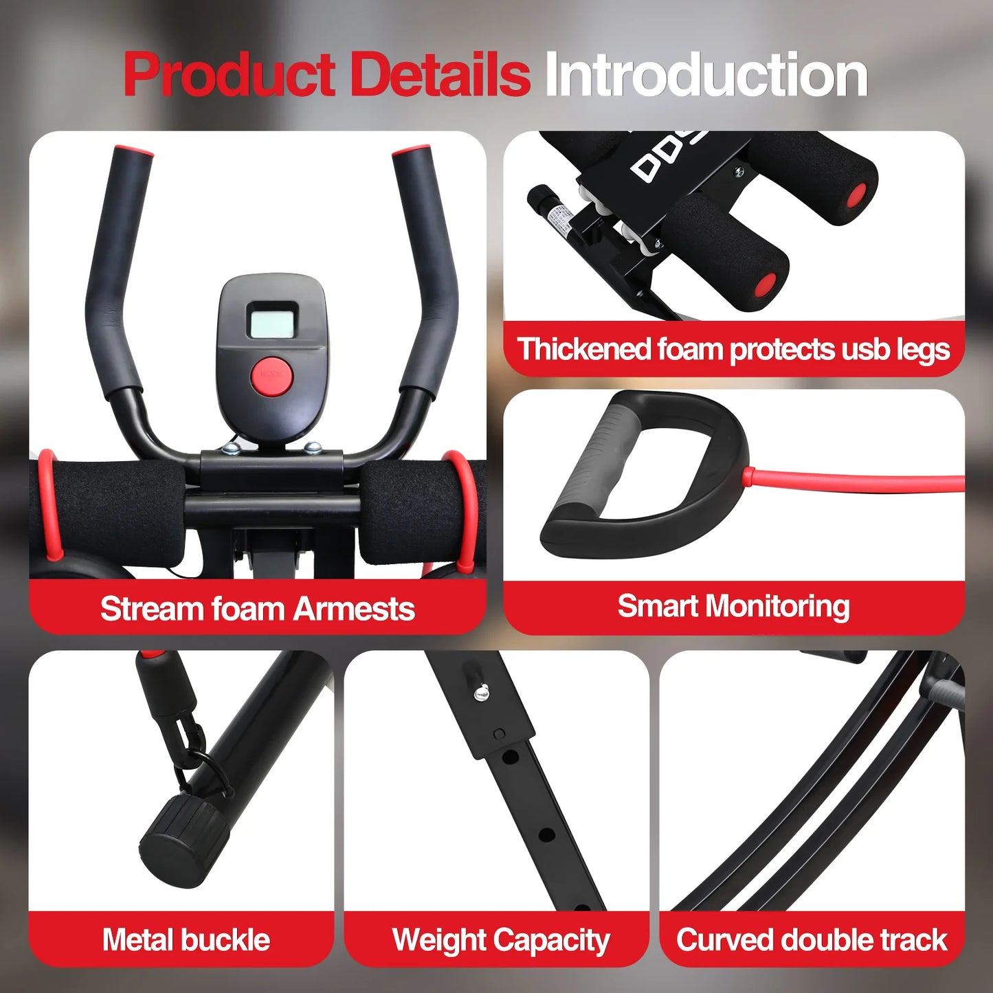 Foldable Ab Machine With Resistance Bands For Home Core Workout