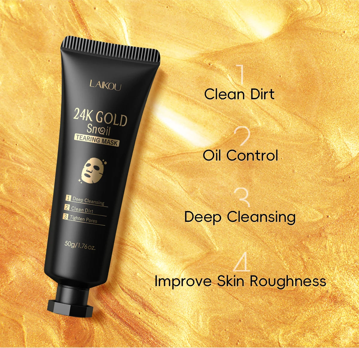 Laikou 24K Gold Snail Peel Off Mask Three Piece Set