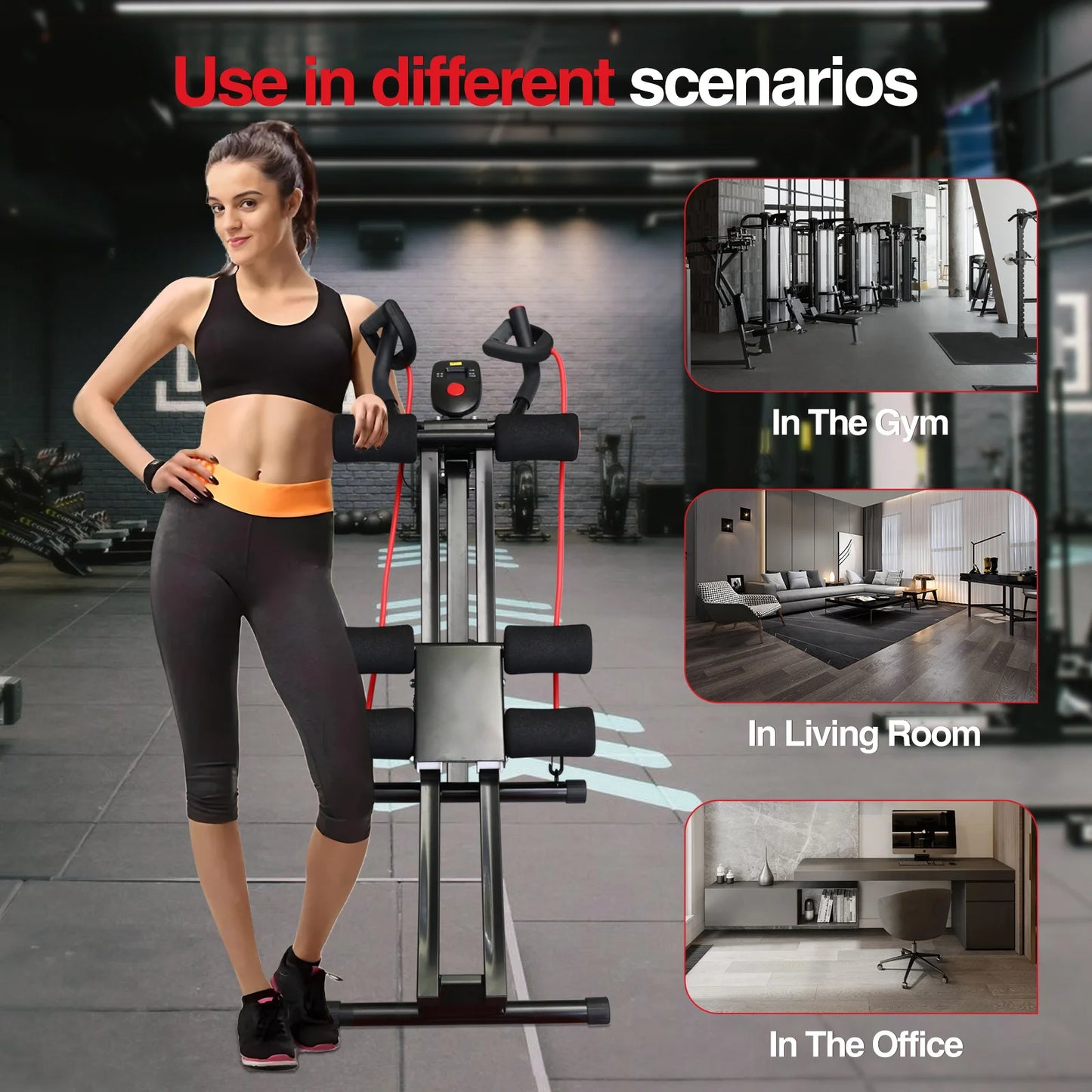 Foldable Ab Machine With Resistance Bands For Home Core Workout
