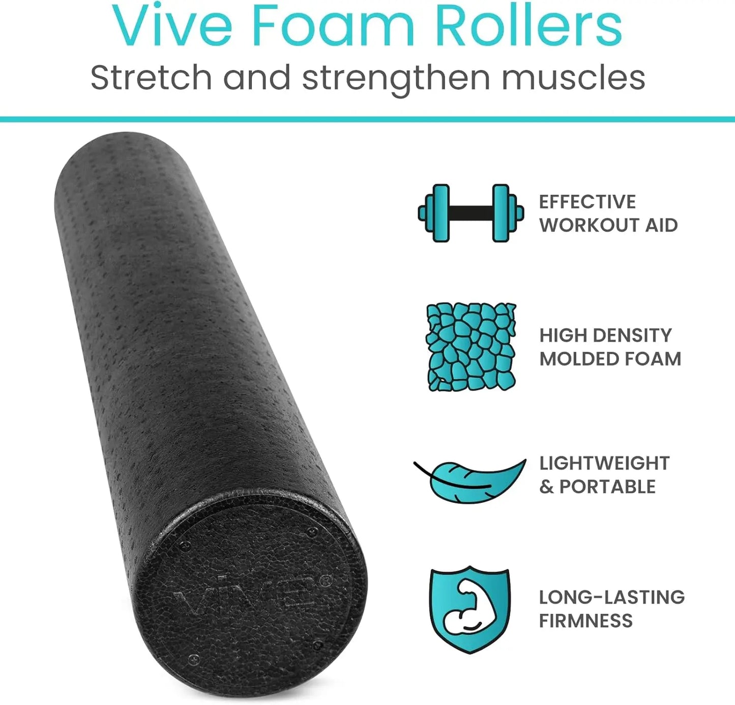 High Density Foam Roller (36 inch) - Large Foam Roller for Exercise, Physical Therapy, Yoga, Pilates, Stretching - Pain Relief M