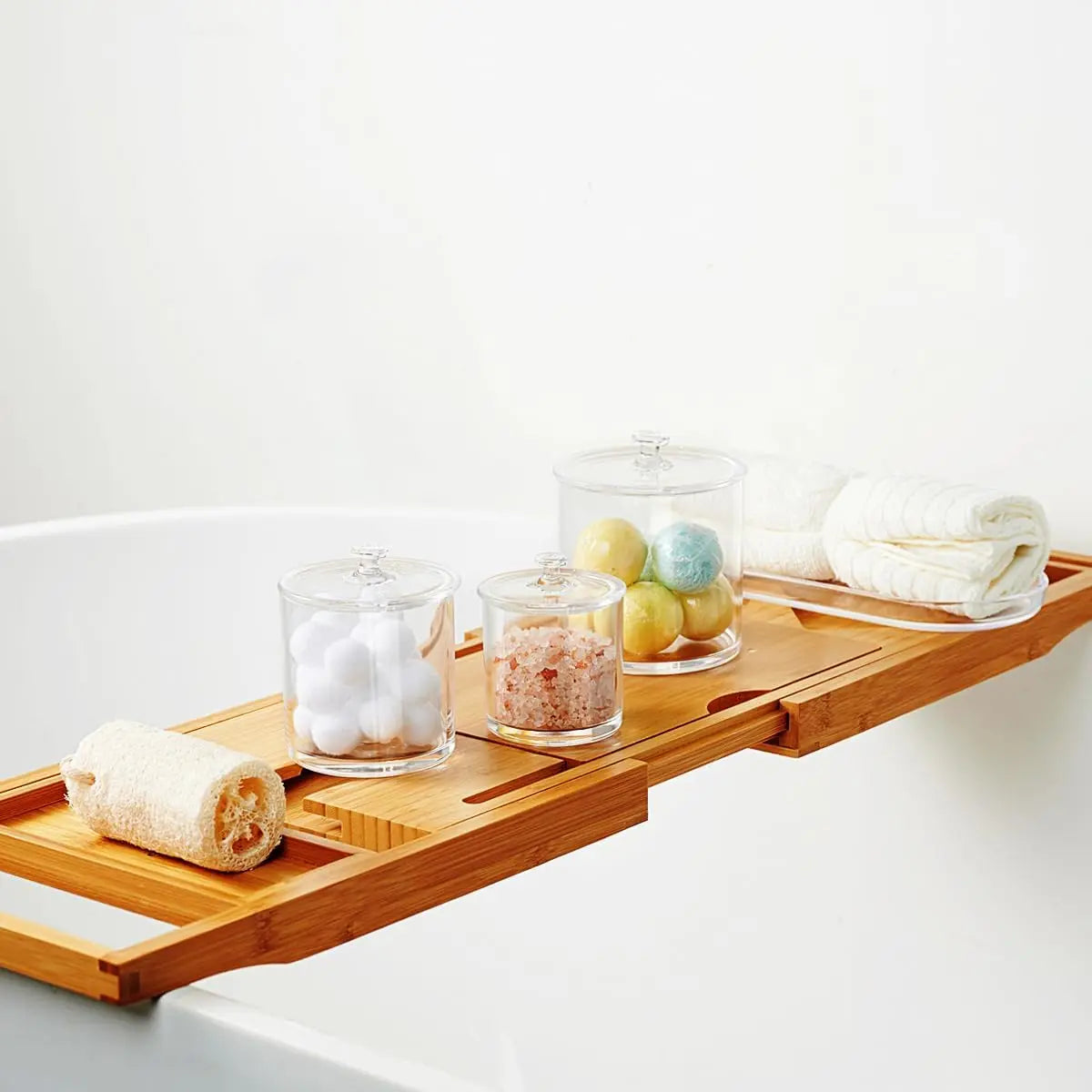 Clear Acrylic Apothecary Jars With Lids And Q Tip Holder