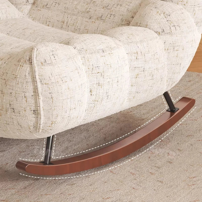 MDNG Chenille Rocking Chair High Density Foam Recliner Wood Base