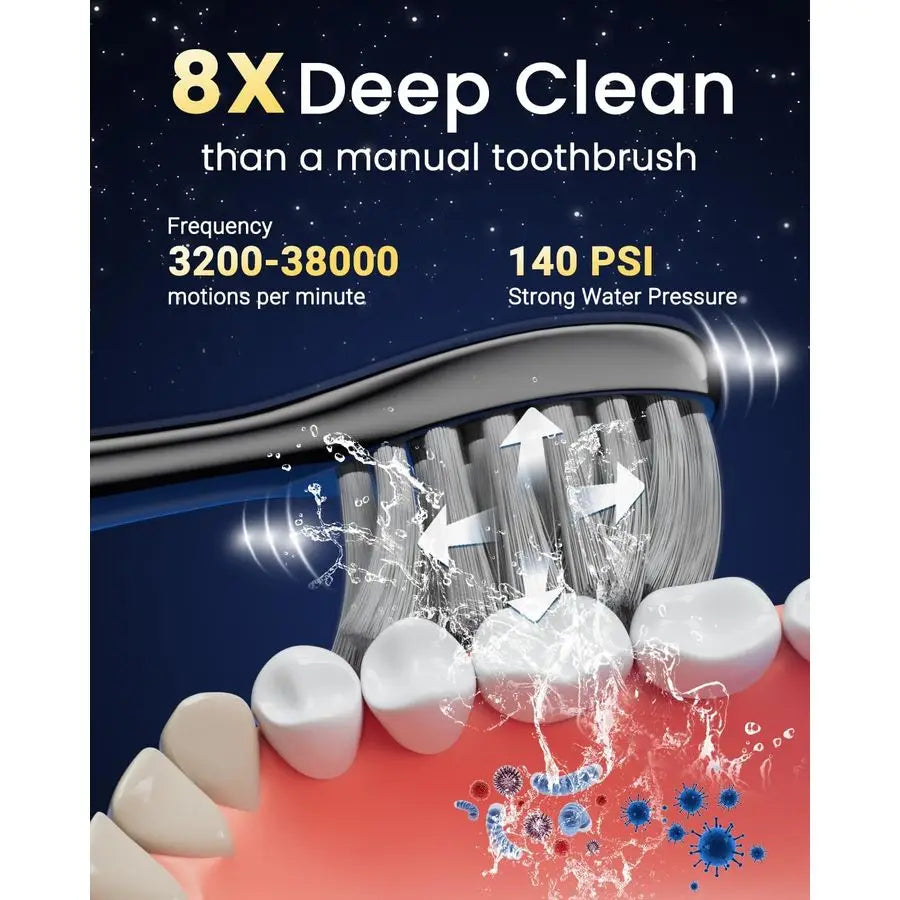 Toothbrush with Water Flosser 3 in 1 Combo, Advanced 2.0 Flossing Toothbrush, Cordless Teeth Cleaning, 3 Modesamp5 Speeds, Recha