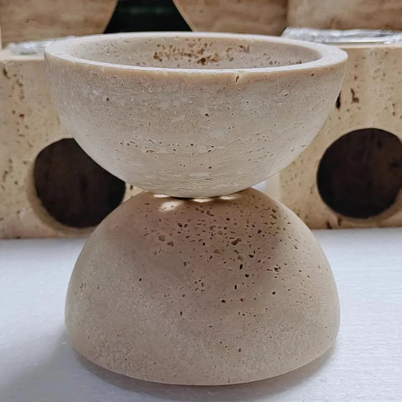 La Trouvailled Travertine Sphere Mubkhar Incense Burner