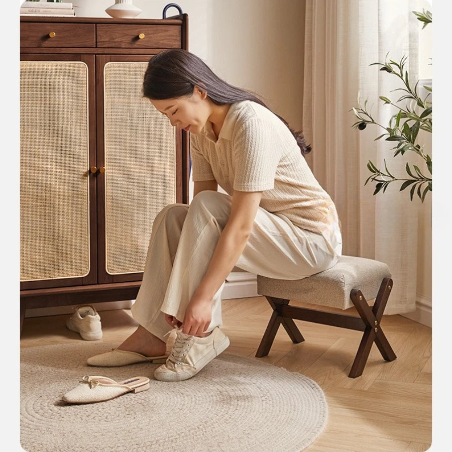 Featre SpaceSaving Foldable Shoe Bench With Luxurious Textured Velveteen Cushioning