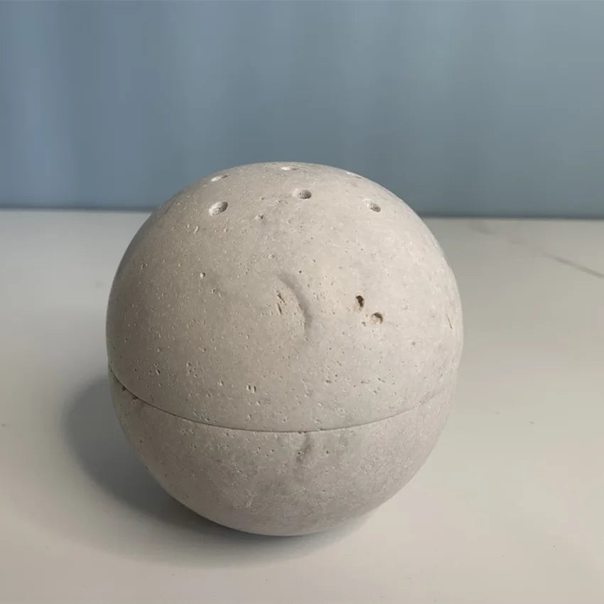 La Trouvailled Travertine Sphere Mubkhar Incense Burner