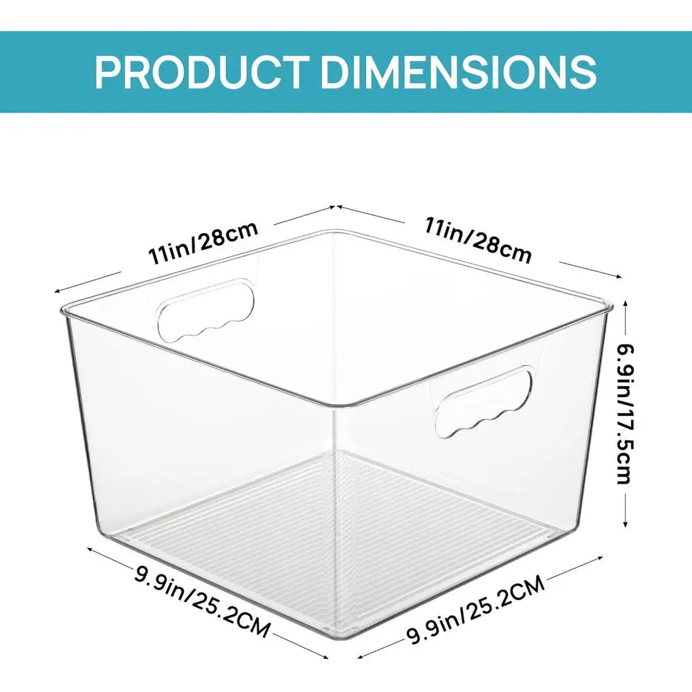 Clear Plastic Storage Bins 4 Pack With Handles For Pantry